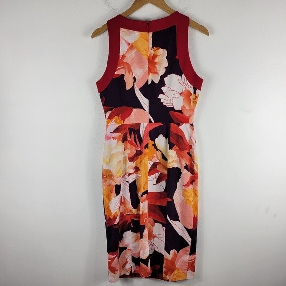 Black Halo Rohan Watercolor Floral Sleeveless Pencil Midi Sheath Dress 8 - Picture 9 of 13